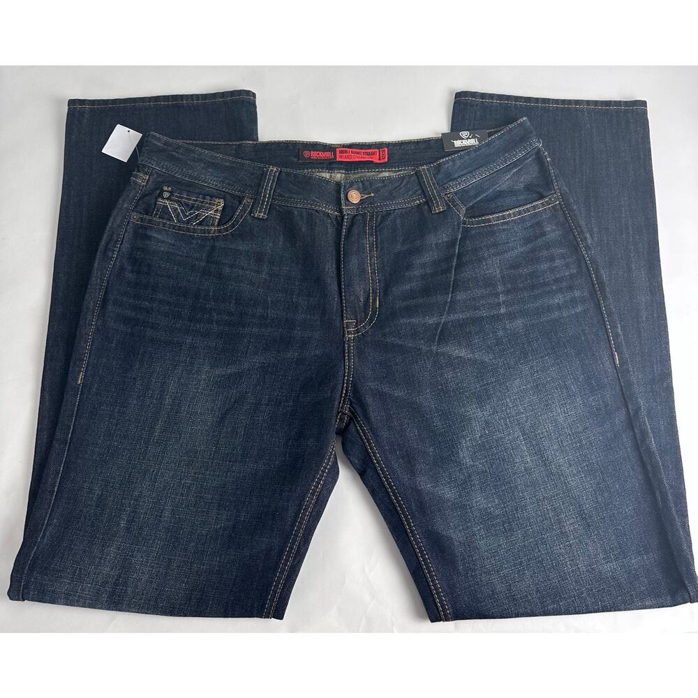 Rock and Roll Denim Double Barrel Straight Leg Relaxed Fit Jeans 42x38 Western